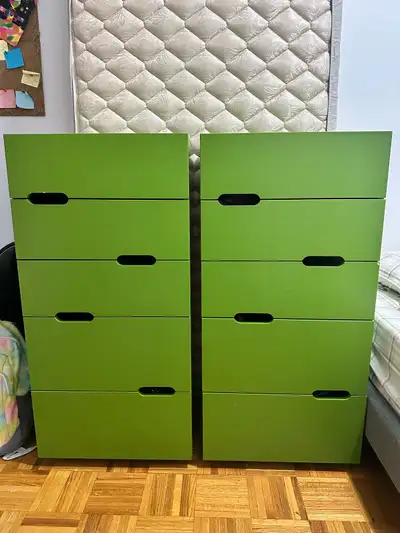 GREEN CHEST DRAWERS TALL DRESSER IN GOOD CONDITION, View more