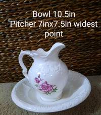 Ceramic pitcher & bowl