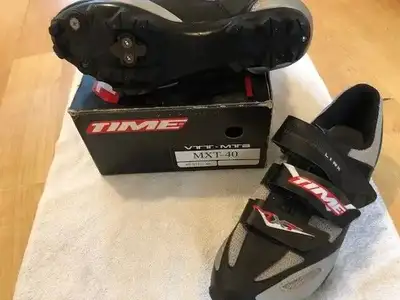 Cycling Shoes Time MXT Size 40, Silver/Black 3 Straps - $95, View more