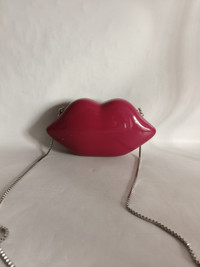 Lulu Guinness Red Lip Acrylic Clutch Crossbody Bag