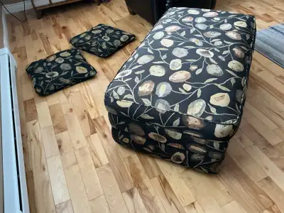 Large ottoman with storage and pillows, View more