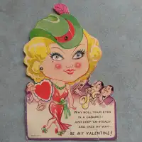 Shifty Eyed Cabaret Girl Mechanical Valentine Card