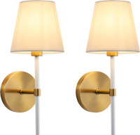 NEW: Wall Sconces with Fabric Shade, Set of 2