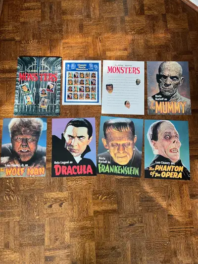 A must-have for horror fans and stamp collectors alike! For sale is a Classic Movie Monsters Collect...