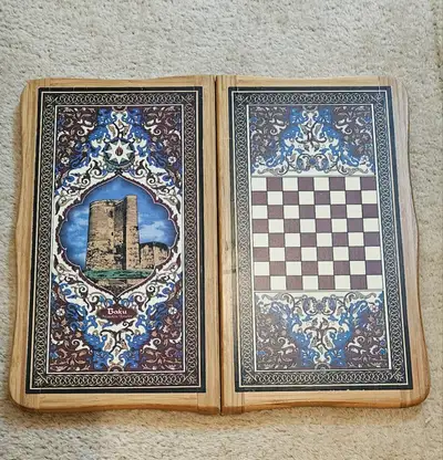 NEW WOODEN HANDMADE GAME BOARD BACKGAMMON AND CHESS, View more