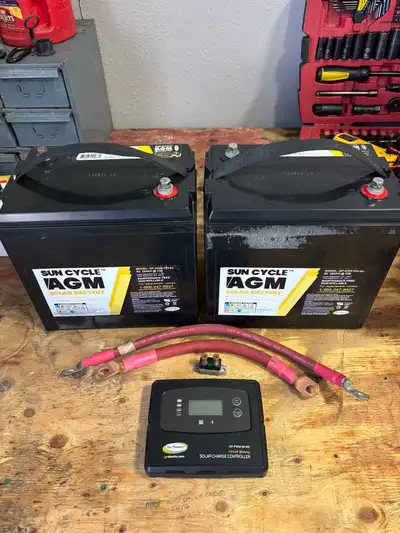 Here’s a great start to adding solar to your rv or motorhome. 2 - 6v 224AH Sun Cycle AGM Batteries o...