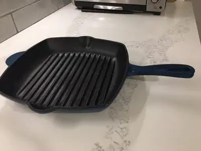 CAST IRON GRILL PAN/ NEW DARK BLUE 10.25", View more