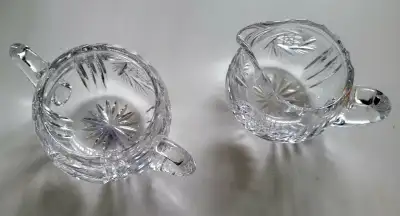 Pinwheel crystal cream and sugar - vintage, View more