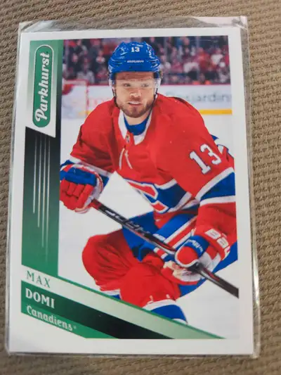 I'm offering a Max Domi Parkhurst hockey card, perfect for any Montreal Canadiens fan or sports memo...