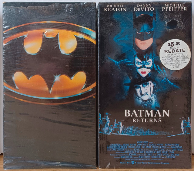 Lot 2x VHS Batman & Batman Returns Movies 1989 & 1992 (NM) dans CD, DVD et Blu-ray  à Ville de Montréal