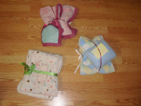 3 Like New Fleece Baby Blanket Sets - $8 each