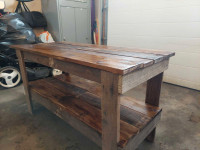 Rustic wood console table. 