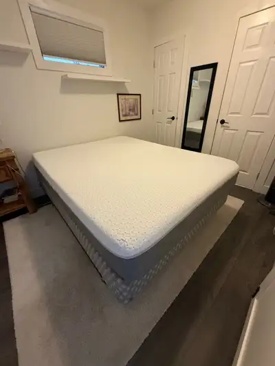 queen mattress, boxspring and frame, View more