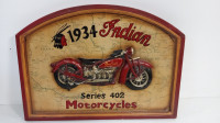 Vintage wooden motorcycle sign