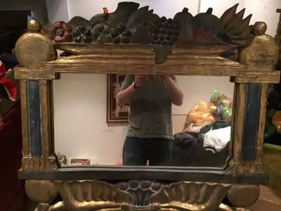 Beautiful Mirror with Carved Wood Frame, View more