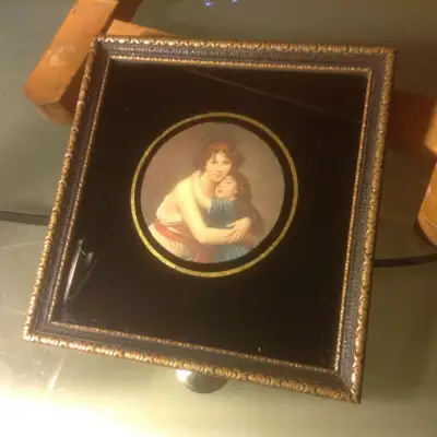 Antique  Miniature Portrait 6.3” X 6.5”  Wood Frame, View more