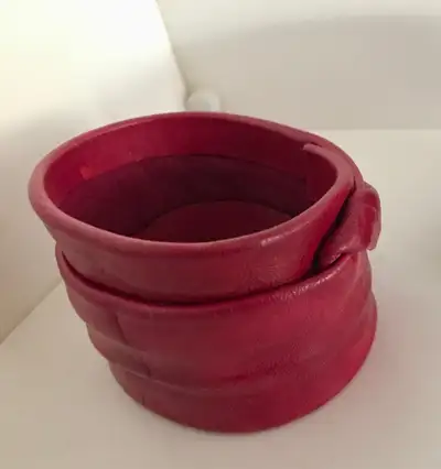 Locally Handmade red  leather wrist bracelet -new, View more