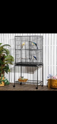 30'' Large Rolling Metal Bird Cage Bird House with Detachable Ro