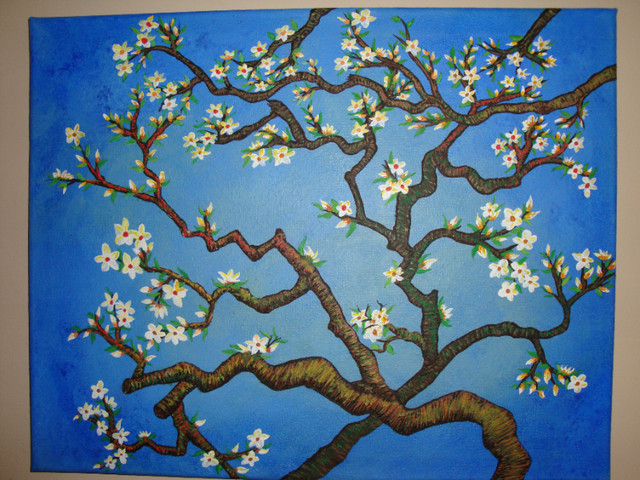 Acrylic Painting,  Spring  Apple Blossoms in Arts & Collectibles in Sudbury - Image 2