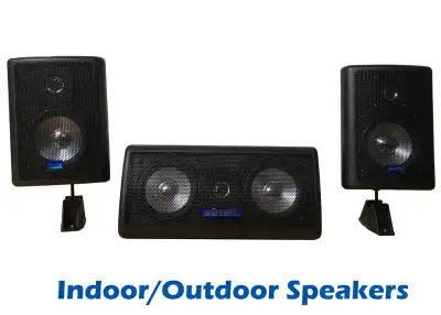 Hauffman 8Ω indoor/outdoor speakers for sale. This package includes one centre channel speaker and t...