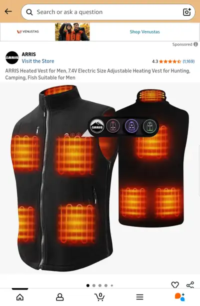 HEATED VEST SIZE 2-XL NEW RETAILS $158 WITH TAXES BLACK, View more