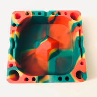 Silicone Ashtray with Compartment Heat Resistant 5 x 5 Inch Size