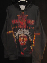 JESUS CHRIST TOP GOD SAVES HOLY HOODIE SWEATER BIBLE MENS XL