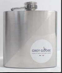 6 Ounce Stainless Steel Flask with Grey Goose Decal