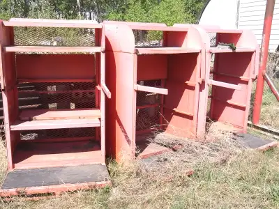 Metal shelves on wheels Originally for order picking in a warehouse 4' x 4' Folding shelves. Some mi...