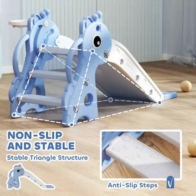 3 in 1 Toddler Slide for Age 1-3. Giraffe Design, Blue in Toys in Markham / York Region - Image 8