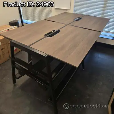 Set of 4 Steelcase Bivi Walnut Benching System Tables 48" x 24", View more