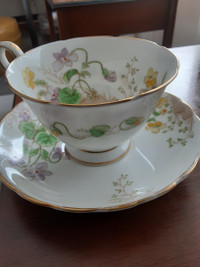 Vintage Toscan Fine Bone English Tea Cup Alpine Flowers