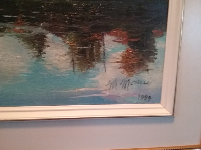 Peinture l,huile signe M.Moreau an 1994 ( riviere ) dans Décoration intérieure et accessoires  à Granby - Image 3