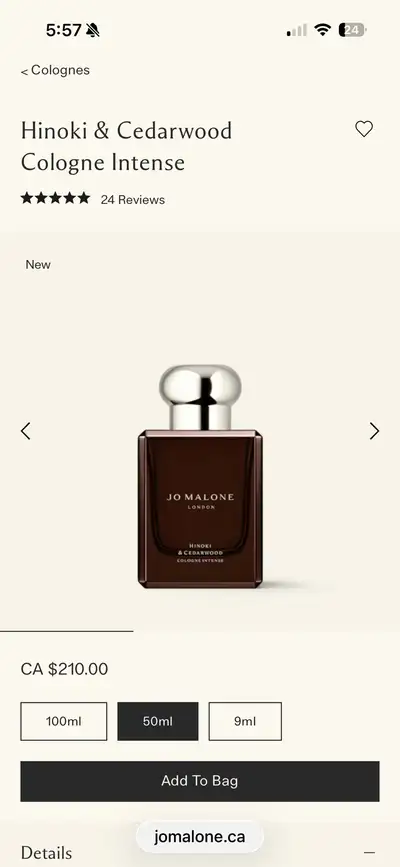 Jo Malone Hinoki & Cedarwood Cologne Intense, View more