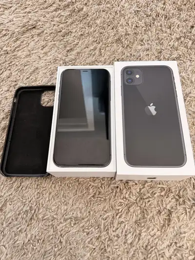 11 black iPhone 64gb unlocked  73% battery health with case, View more