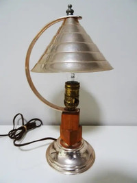 Art Deco MACHINE AGE lamp 1930 CONICAL polished aluminum COULTER