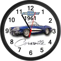 1961 Chevrolet Corvette Convertible (Lemans Blue) Custom Clock
