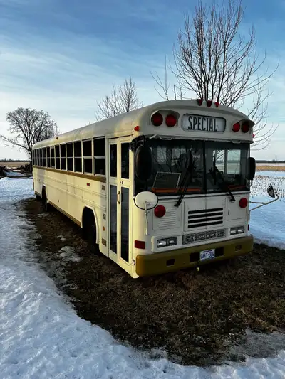 This bus has been registered as a motor home so no special license required. All seats have been rem...