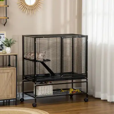 Spacious Cage: Includes two platforms with ramp – lots of space for pets to roam, and plenty of spac...