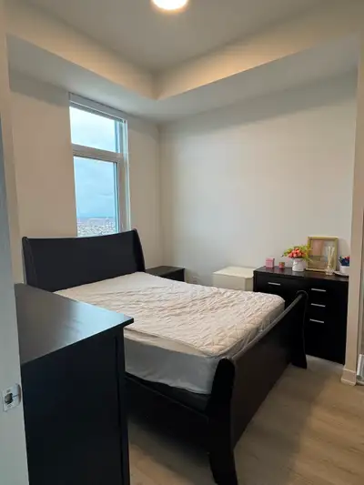 Double bed frame with box spring and mattress, View more
