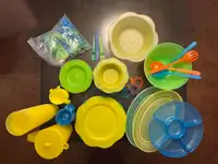 Lots of cute, good quality plastic dishes  & serving pieces