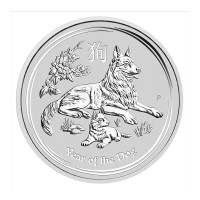 piece en argent/silver lunar II bullion dog 2018 1/2 oz 9999