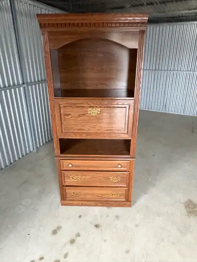 Free delivery used Wooden Secretary Desk with Hutch and Drawers, View more