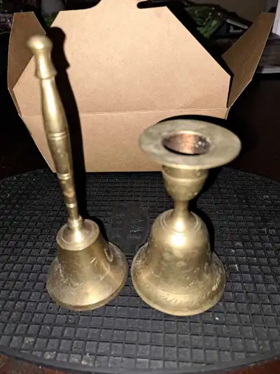 brass bells , incense  burners & candle snuffers..items $5 each, View more