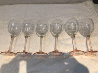 6 coupes verres à vin blanc luminarc base pied rose
