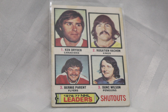 1977 NHL O Pee Chee Hockey Card #8-Leaders Shutouts in Arts & Collectibles in Guelph - Image 2