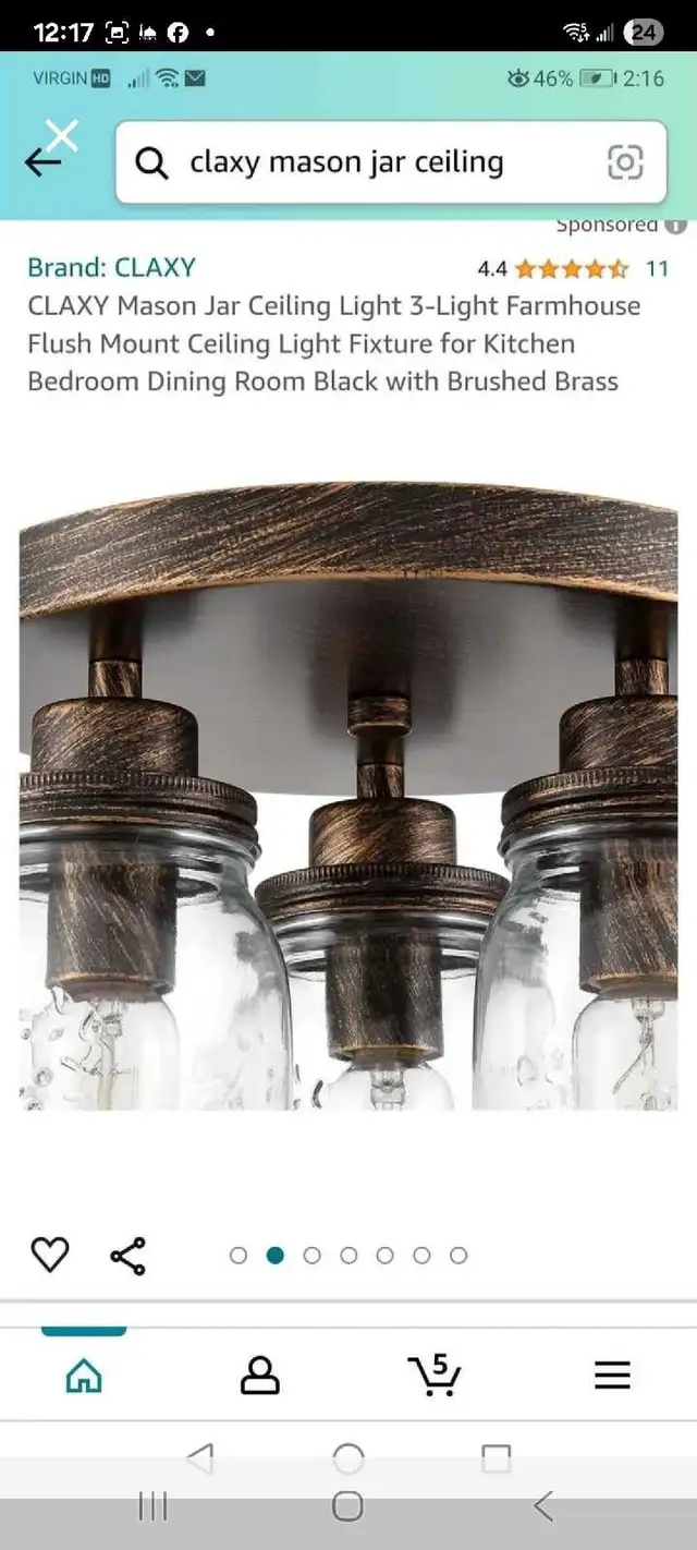 Claxy Mason Jar Ceiling Light in Indoor Lighting & Fans in Kitchener / Waterloo - Image 4