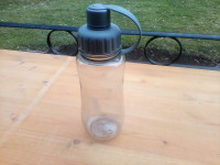 NEW Transparent Water Bottle with Wind up Drink Spout - Grey Lid