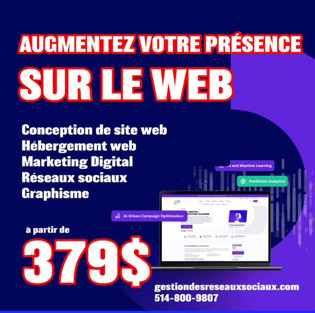 Conception de site web 379$, Montréal, Graphiste et Site web dans Autre  à Ville de Montréal