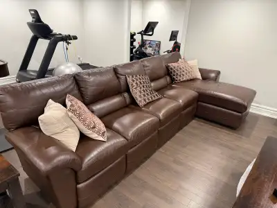 Lazy-Boy Leather Recliner Sectional Sofa, View more